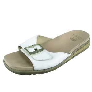 Dr. Scholl's Get It Movin Women Slide‎ Sandal Shoes Size 9 Wide White Synthetic